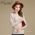 Most Selling Items Deep Round Neck White Color Wool Sweater Design For Girl